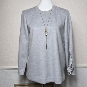 Carlisle Light Gray Women's Long Sleeve Blouse, Size 10